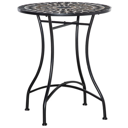 Pamone Metal Black Round Mosaic Outdoor Patio Bistro Table