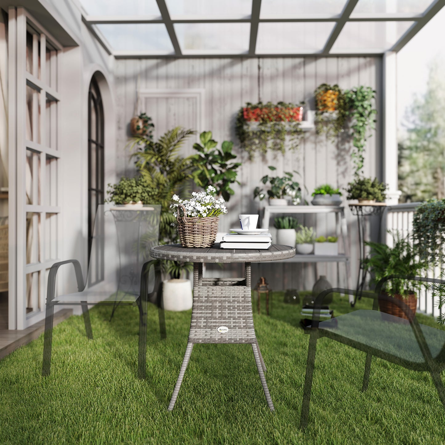 Reso Grey Rattan Outdoor Round Bistro Table