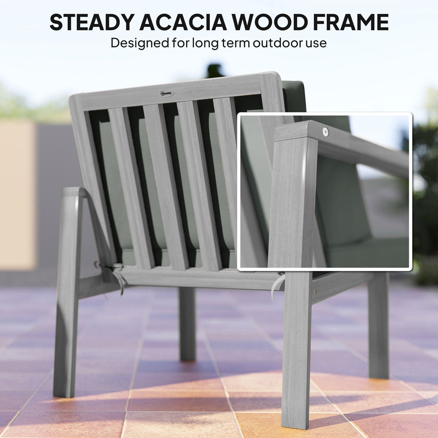 Nabatove Grey Wood 4 Seater Outdoor Garden Furniture Set With Cushions