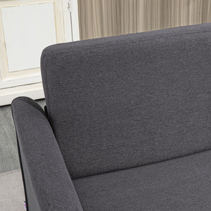 Sono Dark Grey Compact 2 Seater Sofa With Wooden Legs And Armrests