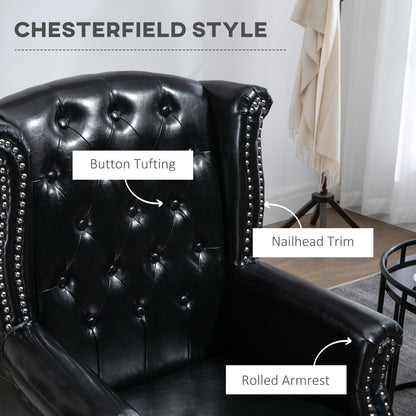 Nana Bafa Black Wingback Accent Chair With Chesterfield Style Tufting And Nail Head Trim