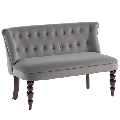 Nolali Velvet Grey Diamond Button Tufted Wingback 2 Seater Sofa