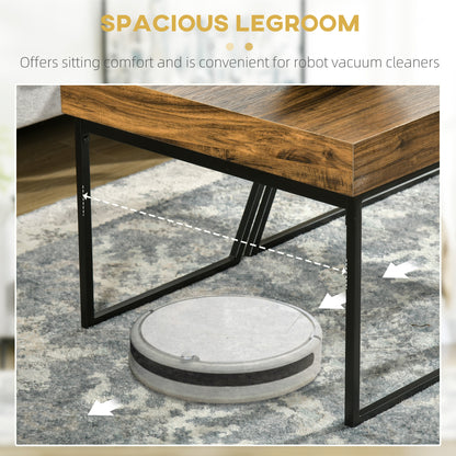 Nimolo Metal And Wood Rustic Brown Set Of 2 Industrial Nesting Coffee Tables With Thick Tops