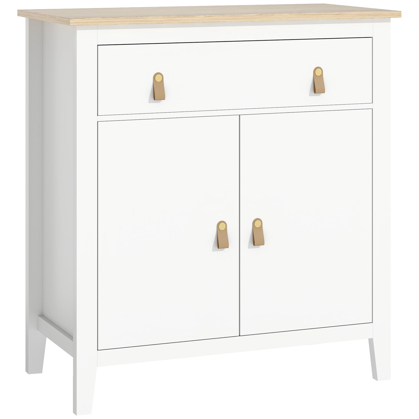 Kesora Lela White and Natural Oak Farmhouse Style Sideboard