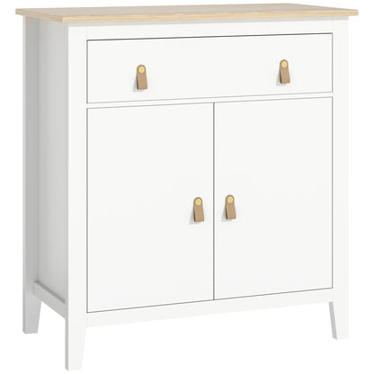 Kesora Lela White and Natural Oak Farmhouse Style Sideboard