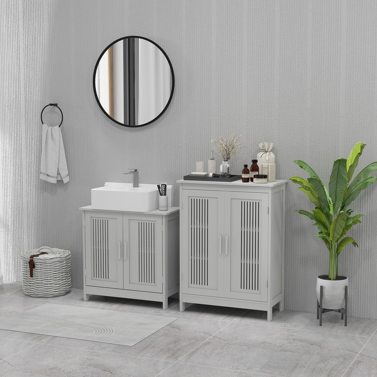 Rosotto Modern Freestanding Bathroom Floor Storage Cabinet In Grey