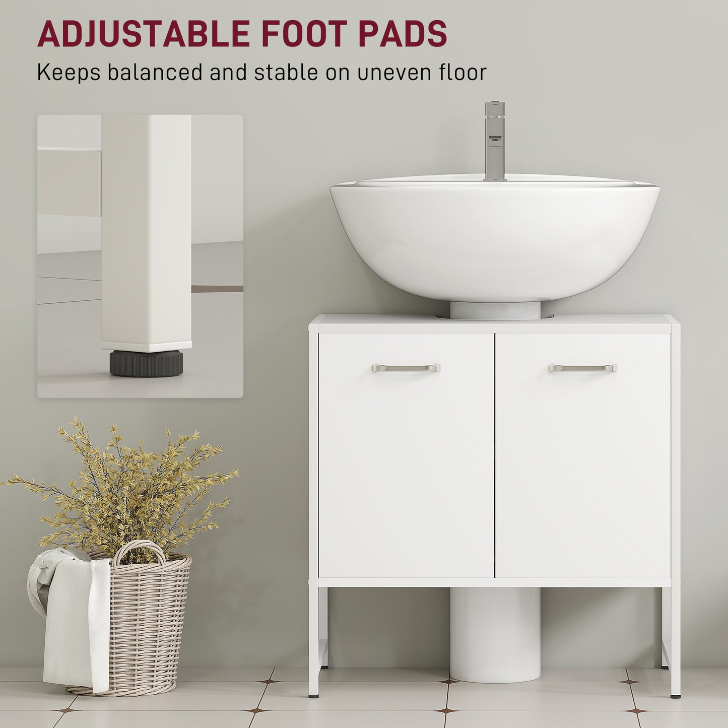 Lilo Fifi Under Sink Bathroom Vanity Cabinet With Soft Close Doors For Pedestal Basin White