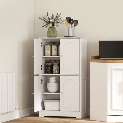 Suzino 110cm Wooden White 4 Door Kitchen Storage Cabinet With Adjustable Shelves