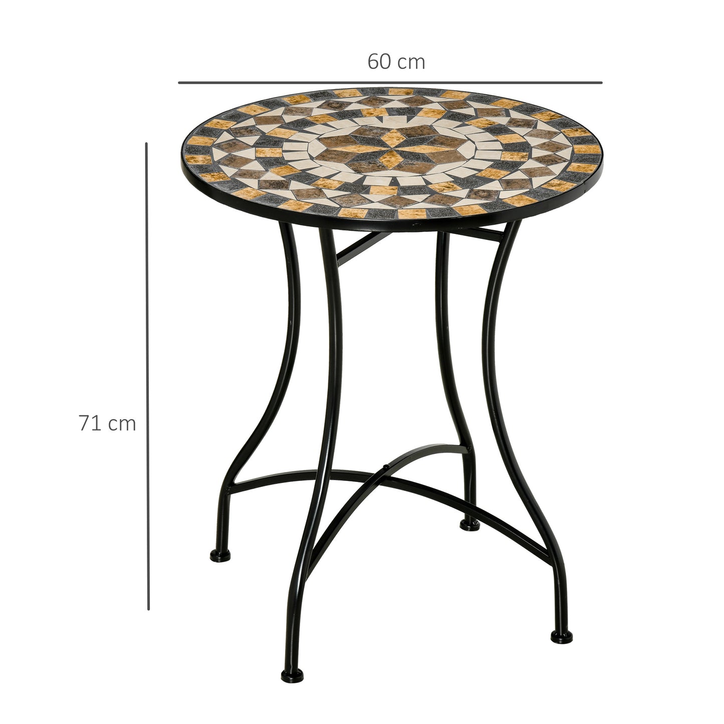 Nabaha Metal Grey Round Mosaic Outdoor Patio Bistro Table