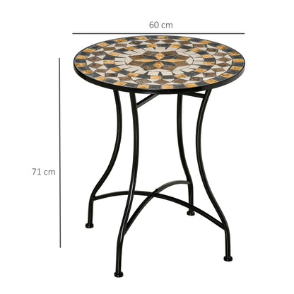 Nabaha Metal Grey Round Mosaic Outdoor Patio Bistro Table