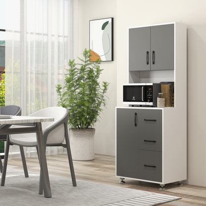 Saseve Wooden Grey Modern Kitchen Cupboard With 3 Drawers And OFauxn Counter