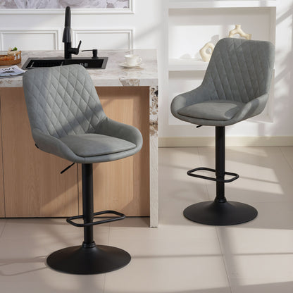 Taraneno Set Of 2 Light Grey Faux Leather Retro Bar Chairs