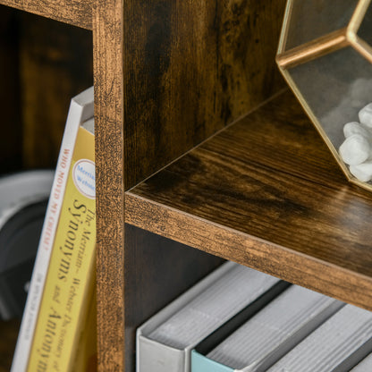 Luno Neka Wood Rustic Brown 7 Cube Storage Bookcase