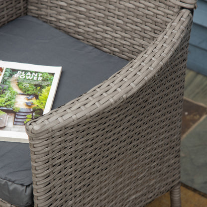 Sevaka Set Of 2 Rattan Grey Outdoor Dining Armchairs With Cushions And Armrests