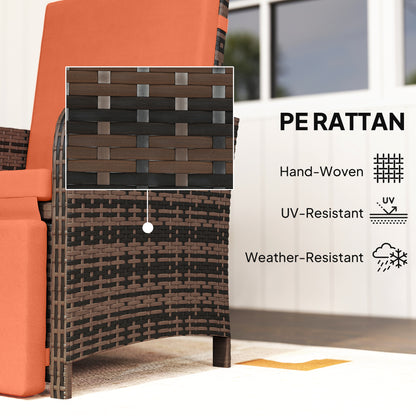 Haridi Brown Rattan and Orange 3 Piece Bistro Set With Cushions And Storage Table