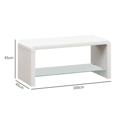 Velimo High Gloss White Curved 2 Tier Coffee Table