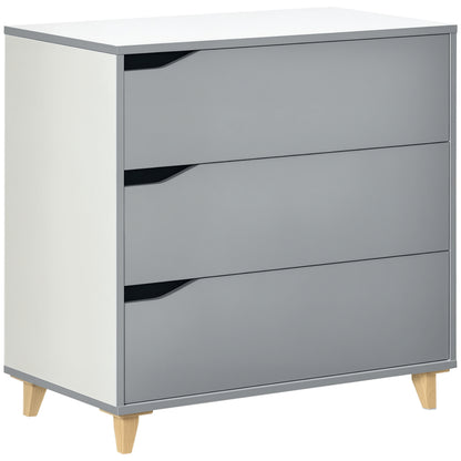 Thako Wood Grey 3 Drawer Chest With Natural Wood Angled Legs