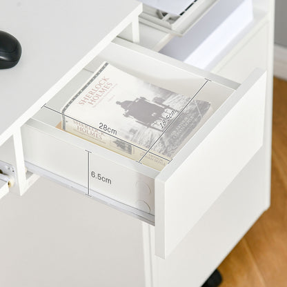 Samoka Small 80cm Wooden White Compact Desk With Keyboard Tray And Drawer