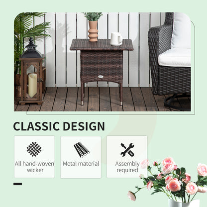 Varilu Brown Rattan Outdoor Coffee Table With Woven Top