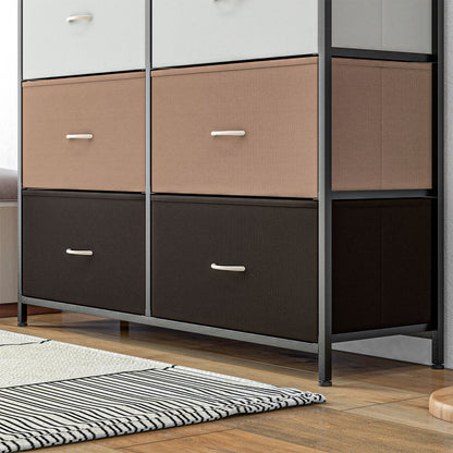 Sare Metal And Fabric Multicolour 10 Drawer Storage Dresser With Foldable Drawers And Steel Frame