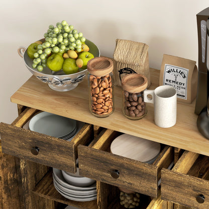 Vesudo Rustic Brown Sideboard With 3 Doors 3 Drawers 2 Shelves