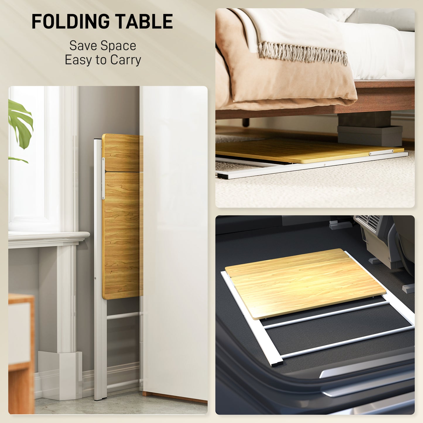 Lune 86cm Maple Wood Effect Folding Desk With 2 Tier Storage Shelves