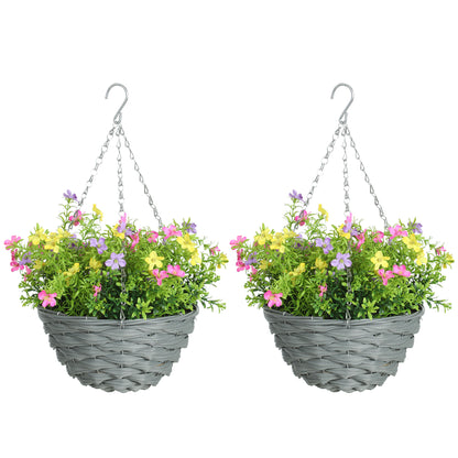 Viravi Set Of 2 Hanging Artificial Cosmos Flower Displays In Mixed Colours