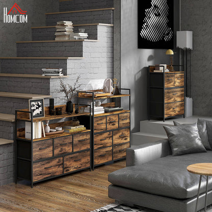 Tolito Fabric And Wood Rustic Brown 4 Drawer Rustic Storage Chest