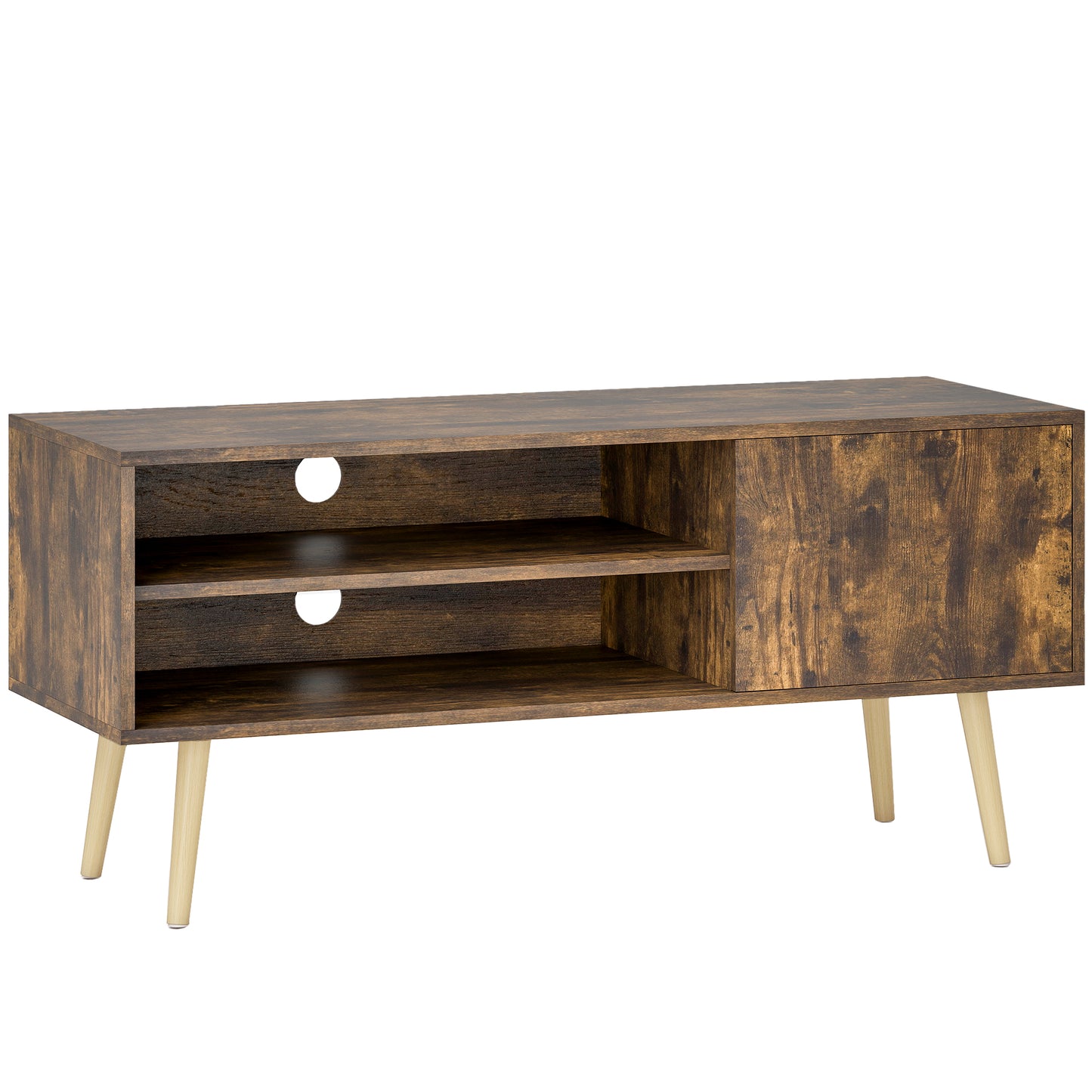 Avamar 110cm Brown TV Stand For Screens Up To 55 Inches With Open Shelves And Cable Access