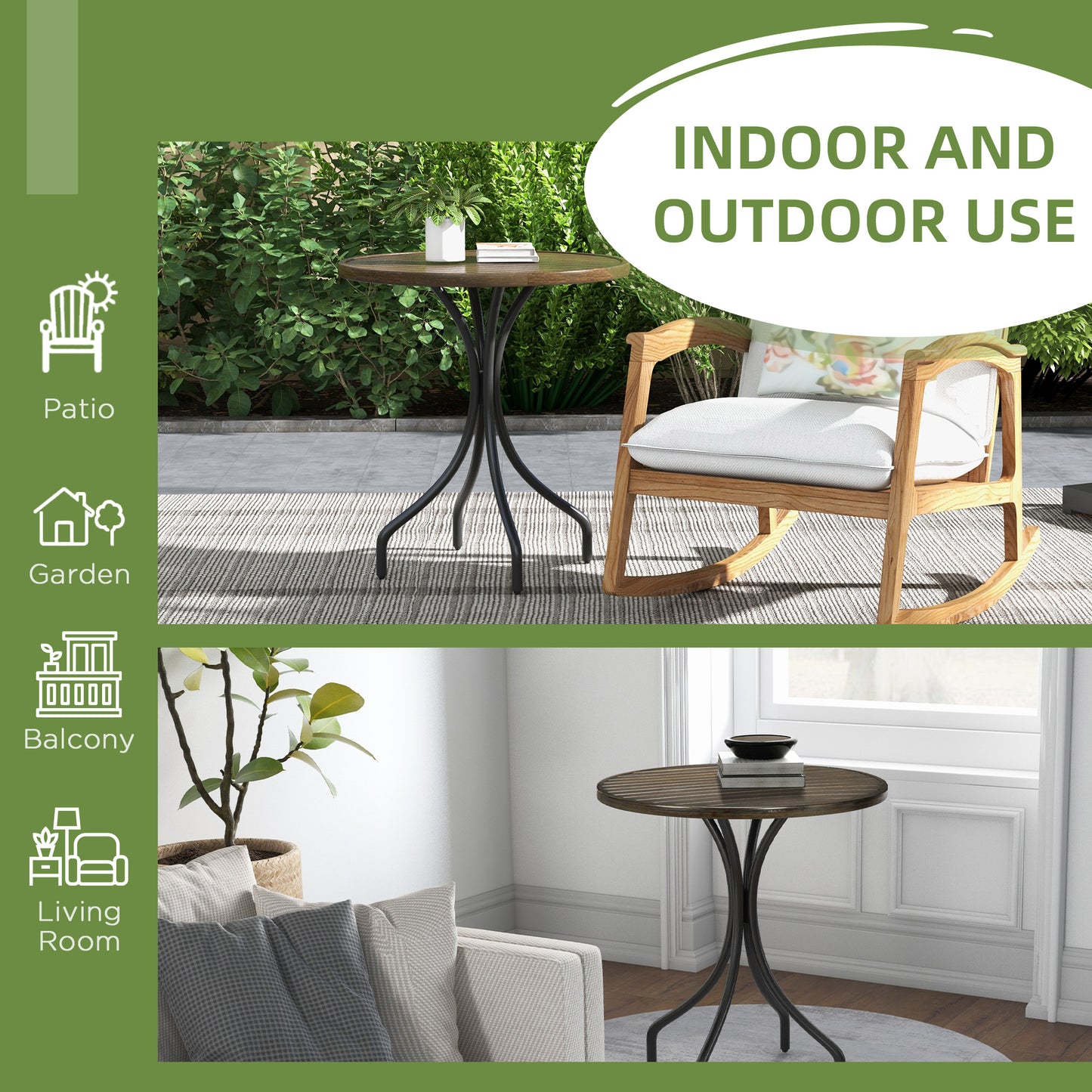 Rabasu Galvanised Steel Brown Round Garden Bistro Table