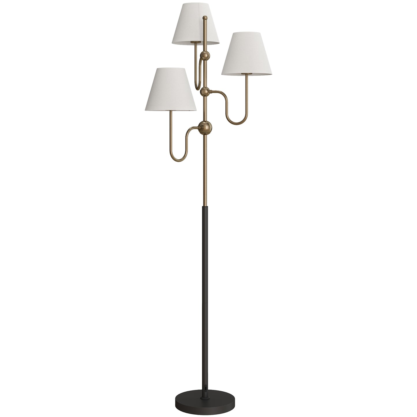 Tora Metal Black Tall Floor Lamp With 3 Lights And Foot Switch E27 Fitting