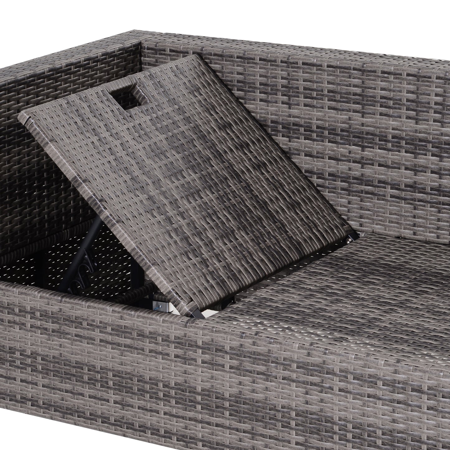 Sevafa Rattan Grey L Shaped Outdoor Corner Sofa And Coffee Table Set With Cushions
