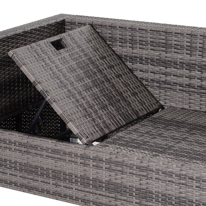 Sevafa Rattan Grey L Shaped Outdoor Corner Sofa And Coffee Table Set With Cushions