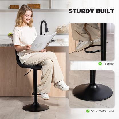 Nalo Set Of 2 Black Leathaire Upholstered Tub Style Bar Stools