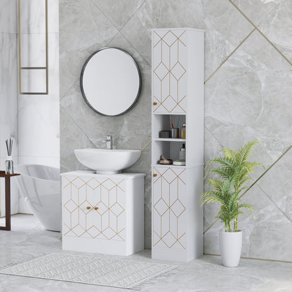 Conosu Mato Freestanding Slim Bathroom Storage Cabinet With Doors And Adjustable Shelves White