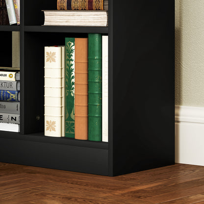 Farama Kedo Metal And Wood Black Tall Freestanding Bookcase With Drawer Storage