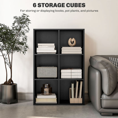 Sasu Wood Black Effect 6 Cube Storage Bookcase