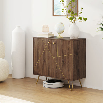Fafi Napa Brown Sideboard With Gold Line Detail Hairpin Legs