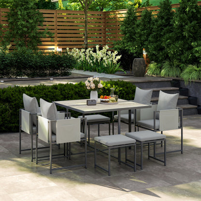 Layori 8 Seater Grey Steel Frame Garden Dining Set