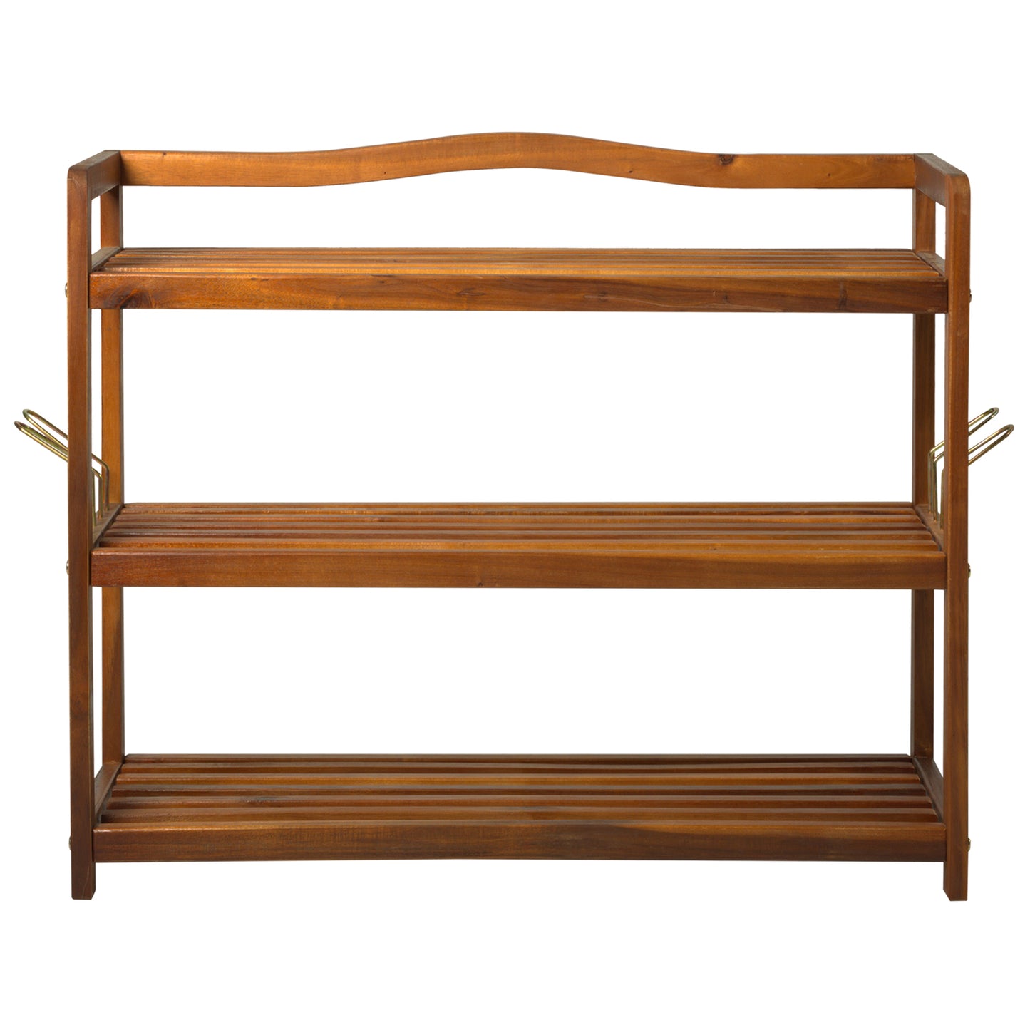 Lisesa Acacia Wood Teak 3 Tier Shoe Rack With Hangers For Up To 12 Pairs