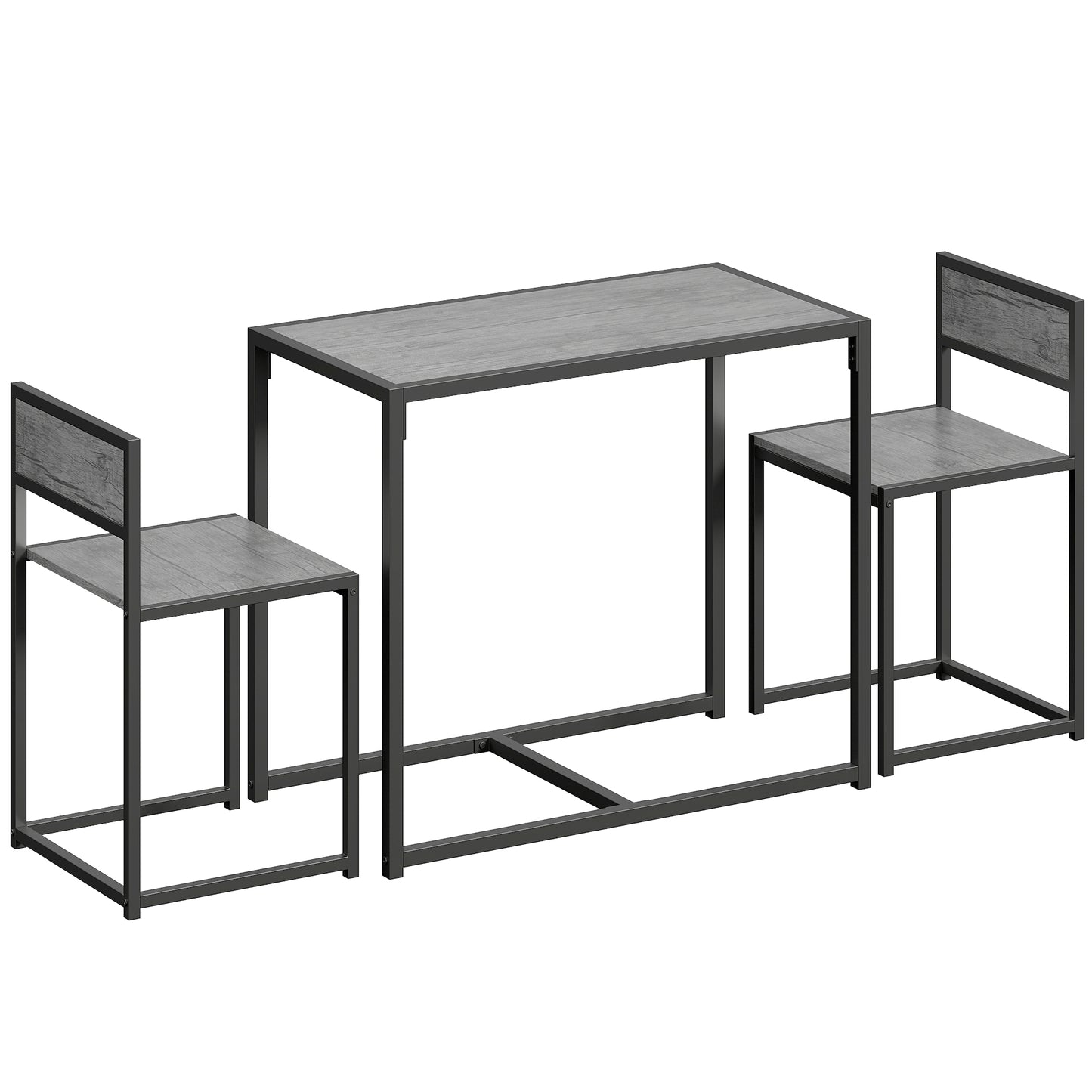 Nenepa 3 Piece Charcoal Grey Wood Effect Dining Table And Stools