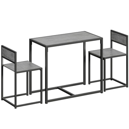 Nenepa 3 Piece Charcoal Grey Wood Effect Dining Table And Stools
