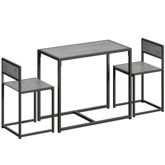 Nenepa 3 Piece Charcoal Grey Wood Effect Dining Table And Stools