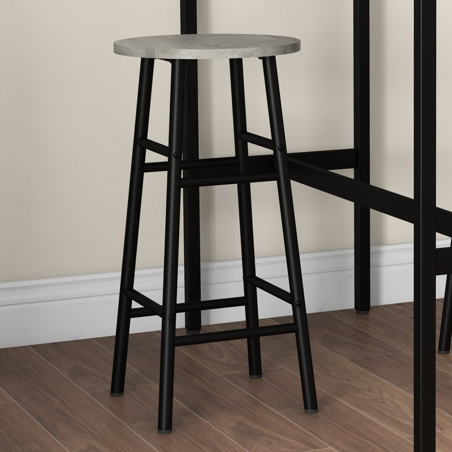 Dirive Wooden Grey 3 Piece Industrial Bar Table And Stool Set
