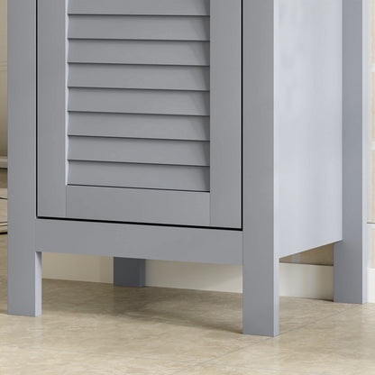 Pahafi Tall Bathroom Linen Storage Cabinet With Shelves And Cupboard Door In Grey