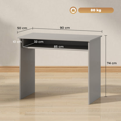 Cottare 90cm Wooden Grey Compact Writing Desk With Storage Shelf