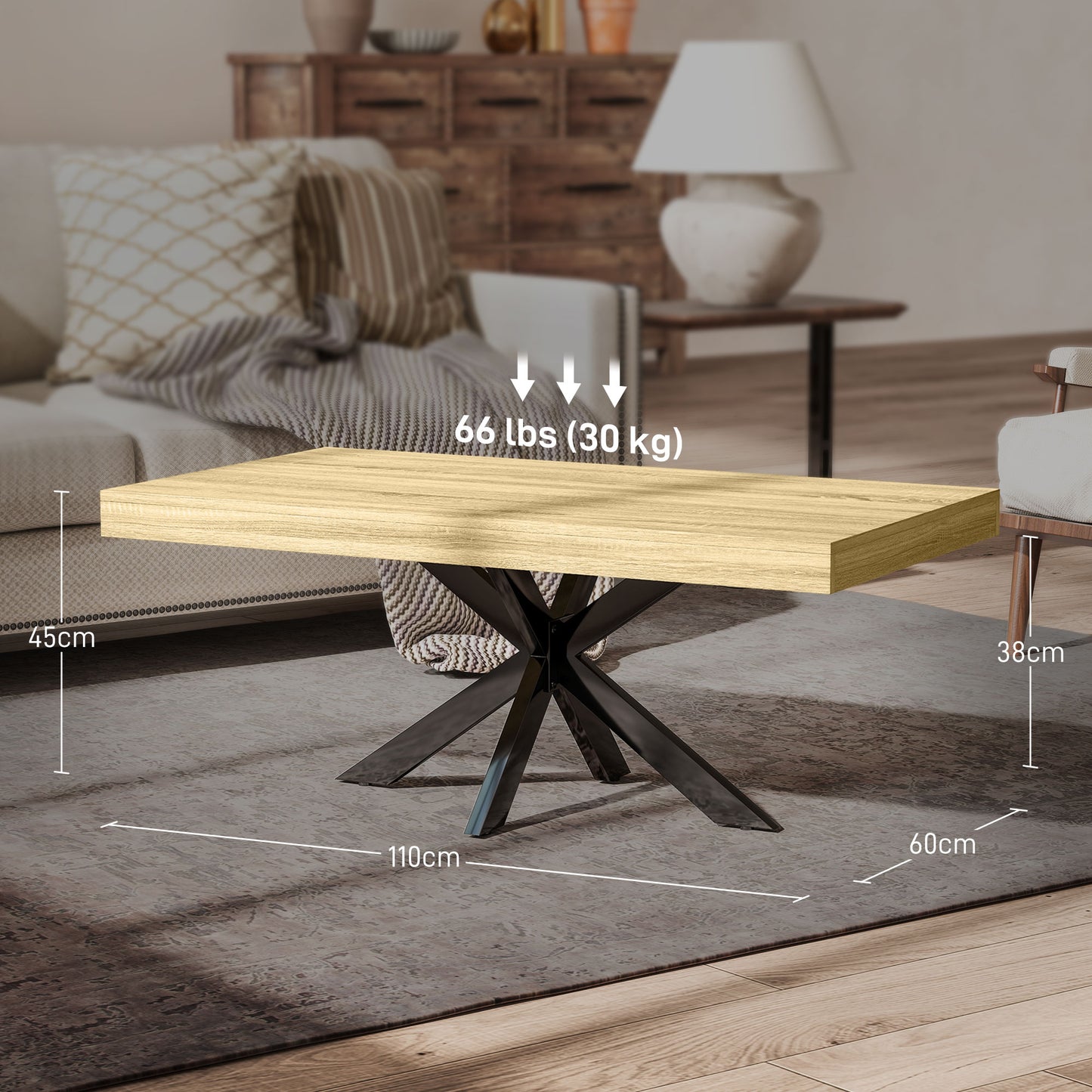Hake Wooden Rustic Block Style Coffee Table With Wood Effect Finish