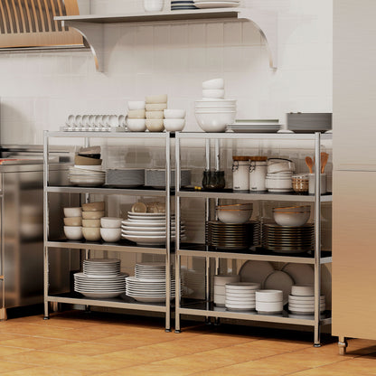 Nafado Stainless Steel Silver 4 Tier Bakers Rack Microwave Stand With Adjustable Shelves