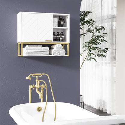 Lifi Over Toilet Wall Mounted Storage Cabinet With Door And Adjustable Shelves White