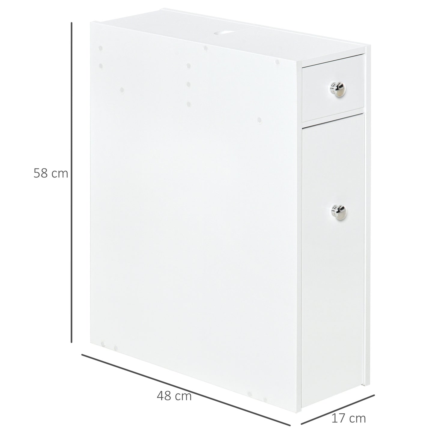 Ninemi Narrow Bathroom Floor Storage Cabinet With Drawers In White